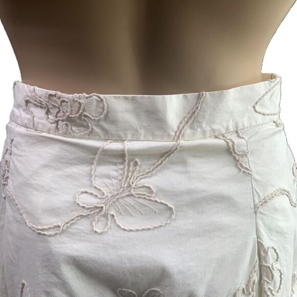Harvé Benard Cream Floral Embroidery Knee Length A Line Skirt Size 12 - Picture 7 of 12